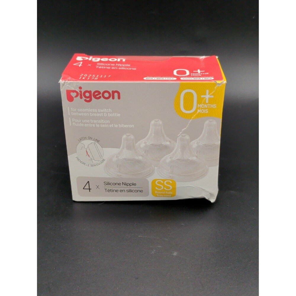 Pigeon Breast Milk Feeling Nipple Newborn SS Size 0 Piece 4 Count (Pack of 4)